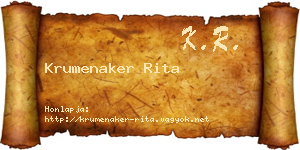 Krumenaker Rita névjegykártya